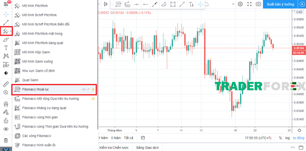 Vẽ Fibonacci thoái lui trên Tradingview