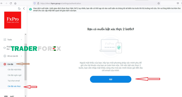 Kích hoạt bảo mật 2 lớp tại FxPro