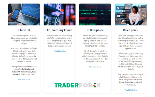 Sản phẩm giao dịch tại sàn ForexTime