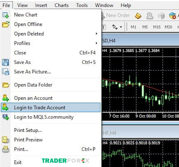 Chọn “Login to Trade Account”