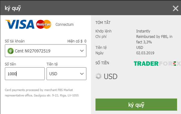 Nạp tiền bằng Visa/ Mastercard