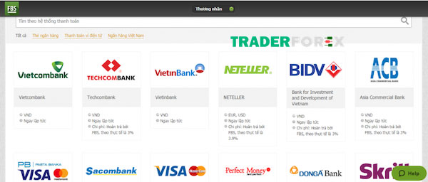 Nạp tiền vào tài khoản FBS