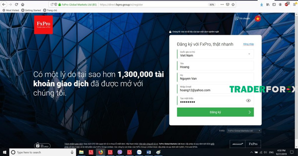 Mở tài khoản Fxpro