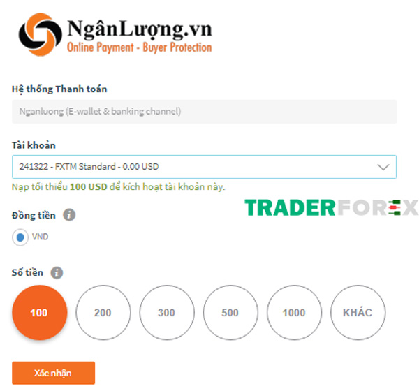 Nạp tiền thông qua ví điện tử Ngân Lượng
