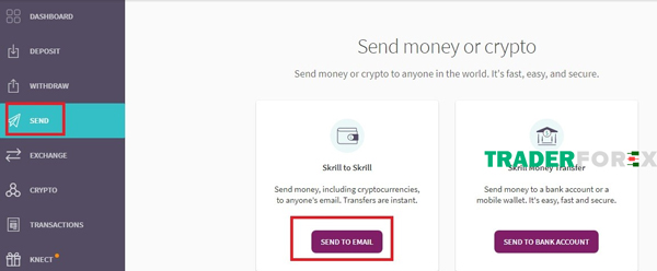 Chuyển tiền đến ví Skrill khác