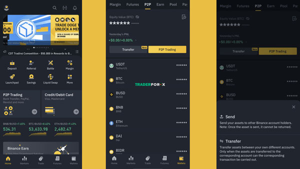 Thao tác gửi tiền Binance 