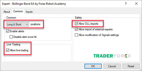 Hoàn thành bước cuối việc cài đặt robot EA