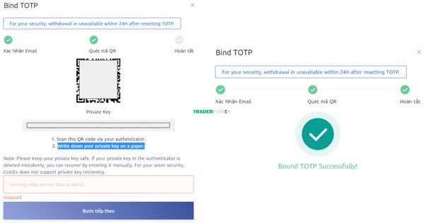 Quét mã QR đảm bảo bảo mật CoinEx 