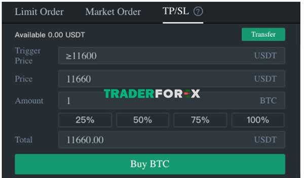 Thao tác buy BTC 