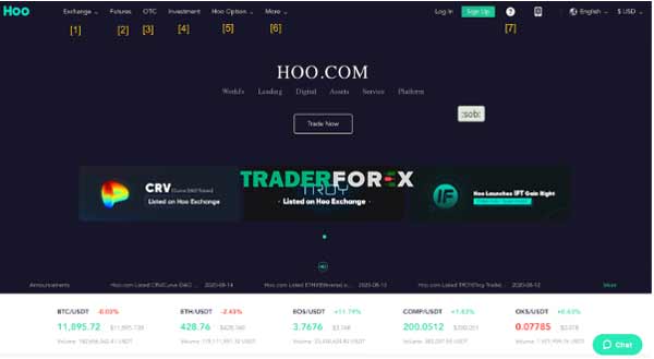 Giao diện chính của sàn Hoo 