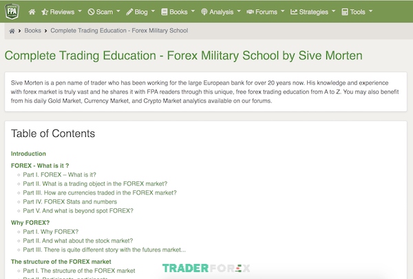 Minh họa mục lục sách Forex Military School