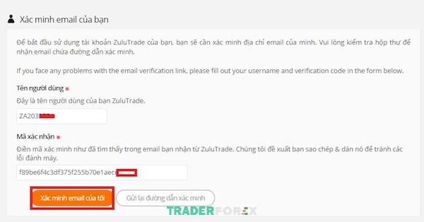 Bấm vào xác minh email như hình