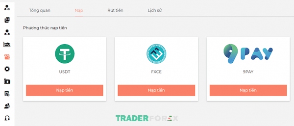 Đa dạng hình thức lựa chọn nạp tiền cho quỹ FXCE
