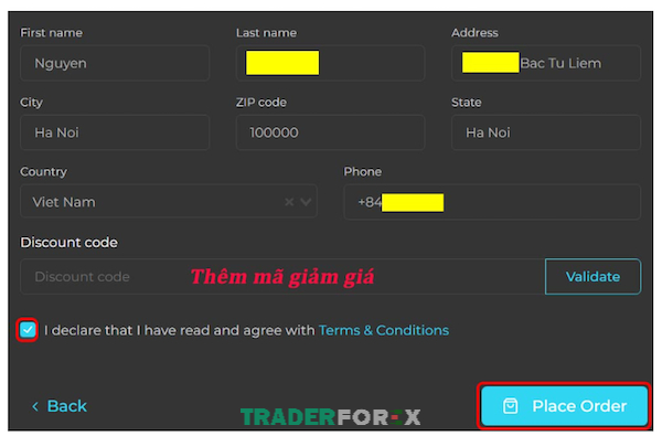 Thanh toán số tiền quỹ E8 yêu cầu, có thể giảm giá nếu có mã discount