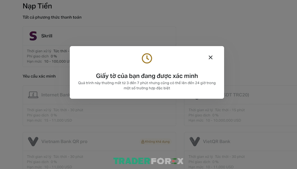 Như hình minh họa trên yêu cầu của bạn đang được hệ thống xét duyệt