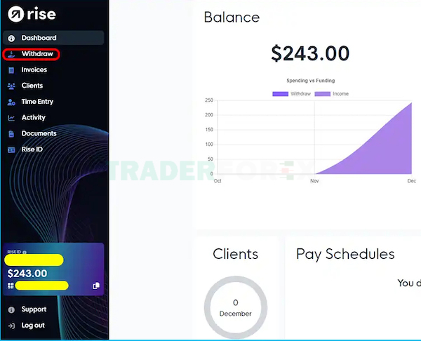 Hình ảnh thể hiện trang web khi lựa cho thẻ “Withdraw"