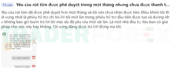 Trước nhất là lời cảnh báo từ một nhà đầu tư khi gửi yêu cầu rút tiền đến sàn lại không được xét duyệt