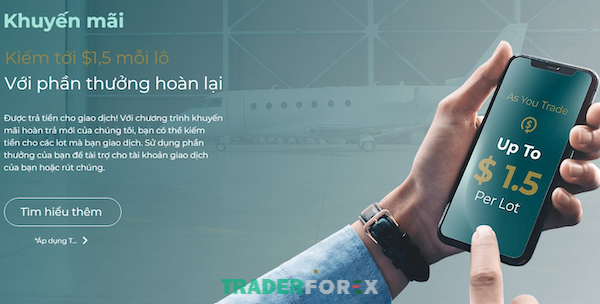 Chương trình hoàn tiền lên đến 1.5$/lot áp dụng với tất cả nhà đầu tư