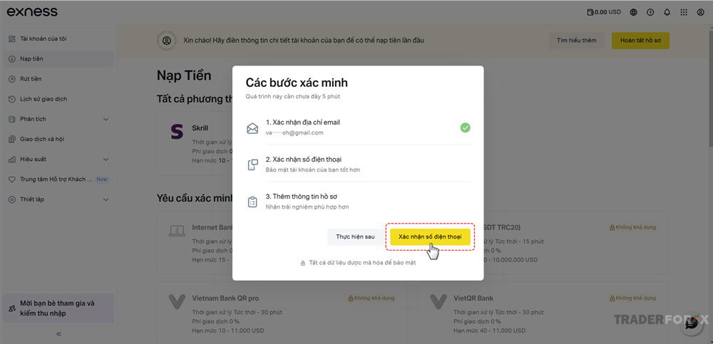 Chọn “Xác nhận số điện thoại” để tiếp tục xác minh tài khoản