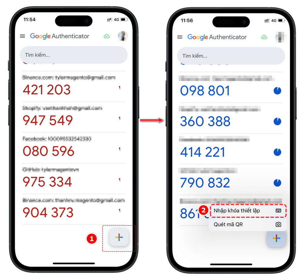 Thêm mã liên kết trên ứng dụng Google Authenticator