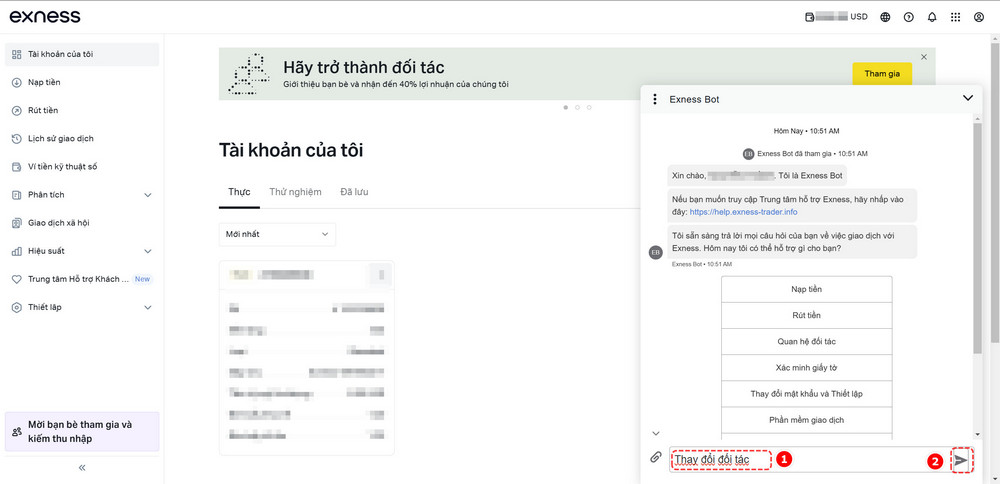 Chat với cú pháp để yêu cầu link thay đổi IB