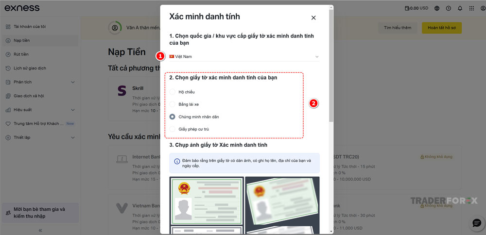 Lưa chọn quốc gia và loại giấy tờ