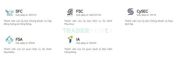 Các loại giấy phép hoạt động của MC Prime được cấp bởi nhiều cơ quan khác nhau