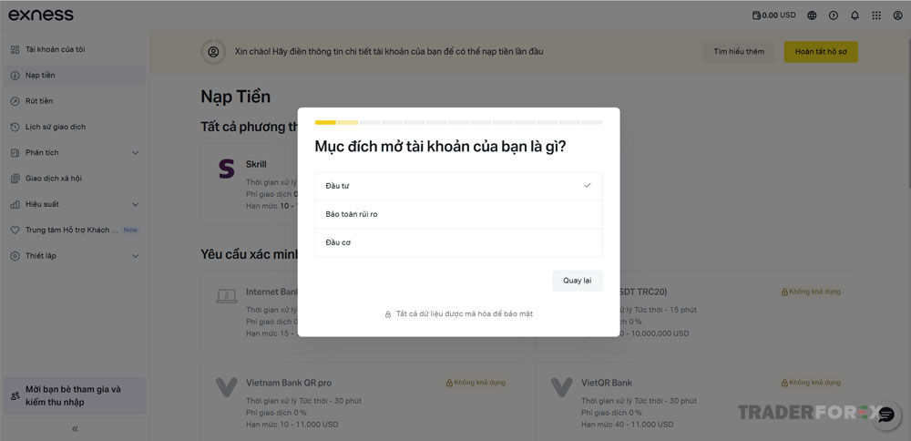 Trả lời khảo sát phù hợp với bạn và ấn tiếp tục